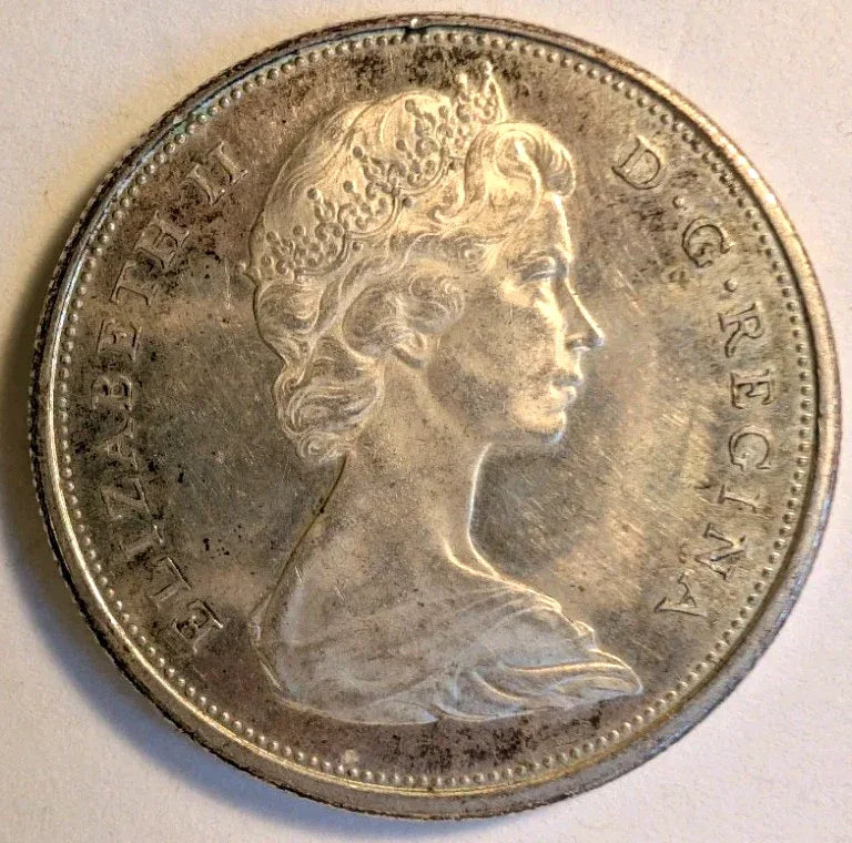 1965 Canadian 50 Cents .800 Silver Half Dollar Queen Elizabeth II - Circ - NumisFind