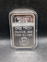 1 oz. GOLDEN STATE MINT logo art bar .999 fine silver0