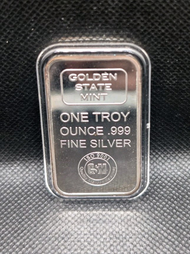 1 oz. GOLDEN STATE MINT logo art bar .999 fine silver0
