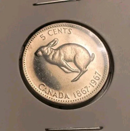 Bunny 1967 Canada Centennial 5 Cents AU SHIPPING LOW COST - NumisFind