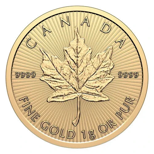 1 Gram - 2025 Gold Maple Leaf Coin - .9999 Pure Gold Bullion Maplegram - NumisFind