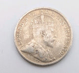 1910 Canada 5 Cents Coin (92.5% Silver) Edward VII Pointed Leaves variety1