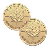Bundle! 2 Grams - 2025 Gold Maple Leaf  Coin - .9999 Pure Gold Bullion Maplegram0