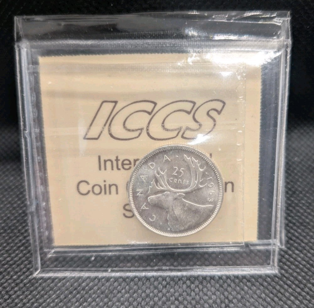 RARE ! - 25 Cent 1953 small date ICCS MS-641