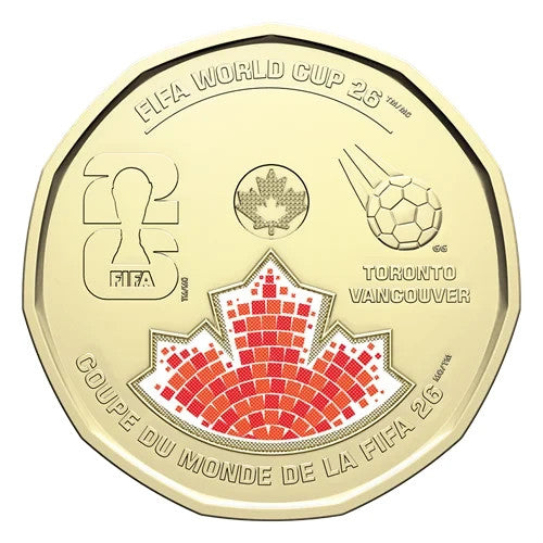 FIFA 2026 CANADA 25x$1 Colorized Special Wrap Dollar Coin Roll1