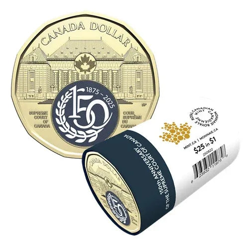 SUPREME COURT 2025 CANADA 25x$1 Colorized Special Wrap Dollar Coin Roll - NumisFind