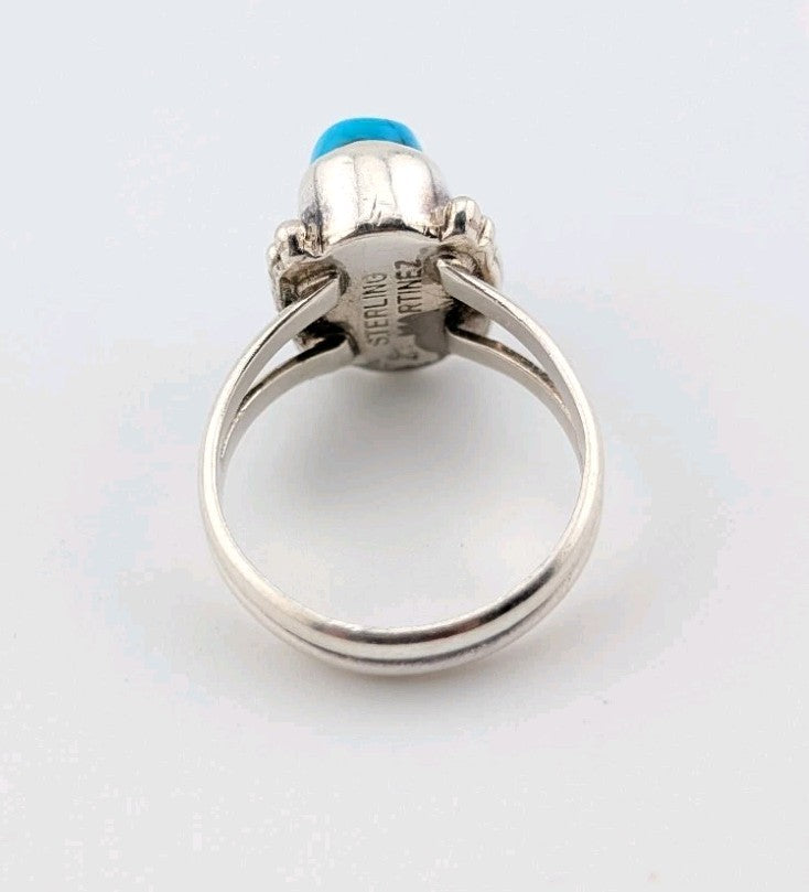 Frida Martinez Navajo handmade Sterling Silver  Turquoise  Ring size 6.52
