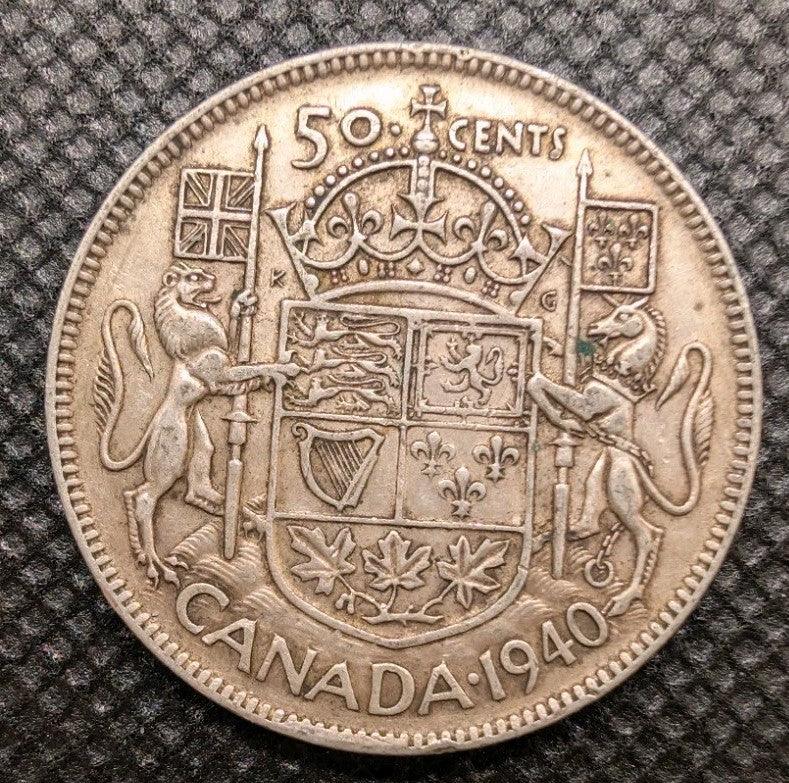 1940 - Canada Silver Half Dollar - Canadian 50 cent coin - NumisFind