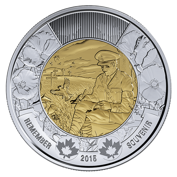 2015 Canada Remember : In Flanders Field Toonie Two Dollar $2 Coin M UNC Toon0