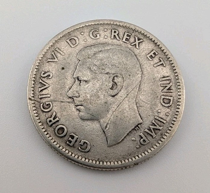 Canada 1942 25 Cents 25c Canadian Caribou Quarter Coin - 80% Silver - ASW .150oz1