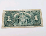 1937 Bank of Canada One Dollar Bill. Coyne - Towers Circulated $1 Bank Note1