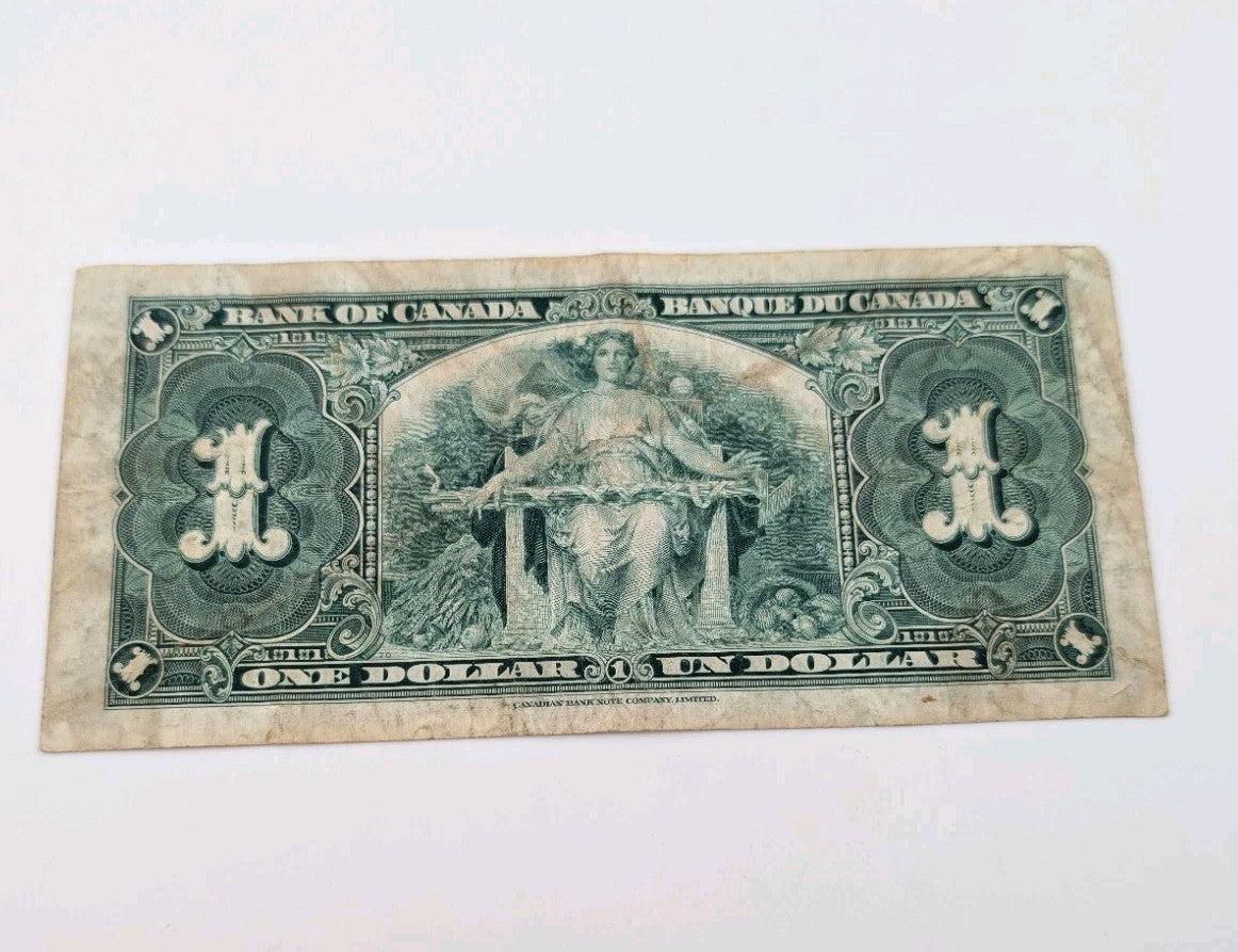 1937 Bank of Canada One Dollar Bill. Coyne - Towers Circulated $1 Bank Note1