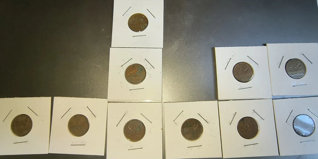 Lot Of 10 Circulated Canada 1 Cent Pre 1960 (GVG Grade) *Read Description* - NumisFind