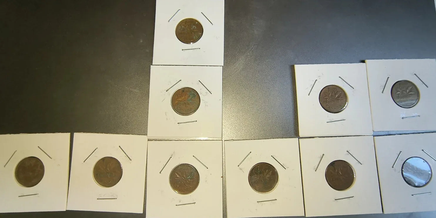 Lot Of 10 Circulated Canada 1 Cent Pre 1960 (GVG Grade) *Read Description* - NumisFind