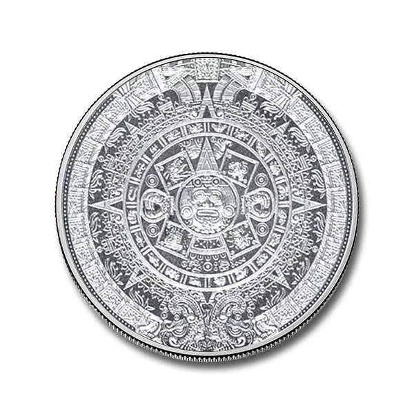 Mexico Cuauhtemoc, Aztec Calendar Silver Coin, 1/10th oz .9990