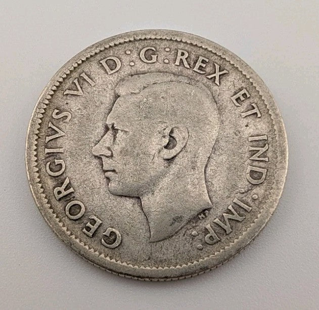 Canada 1939 25 Cents 25c Canadian Caribou Quarter Coin - 80% Silver - ASW .150oz1