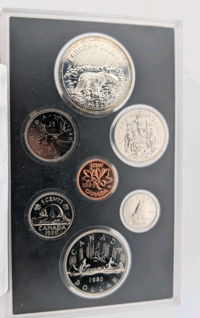 Canada Double Dollar 1980 Specimen Set w/ Silver $1 Polar Bear0
