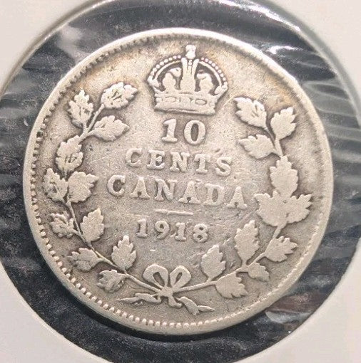 1918 Canada Silver coin 10c 10 cents dime - .925 SILVER0