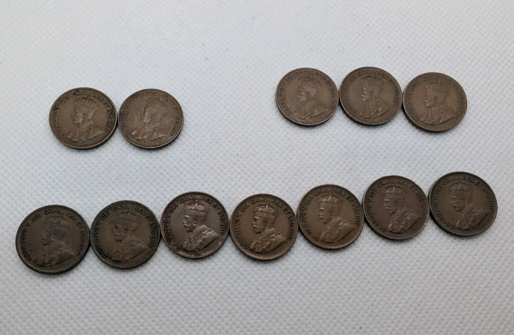 Set of 12 Canada Small Cents George V Coins (1920 -1936) - Pennies 1P 1c - Circ - NumisFind
