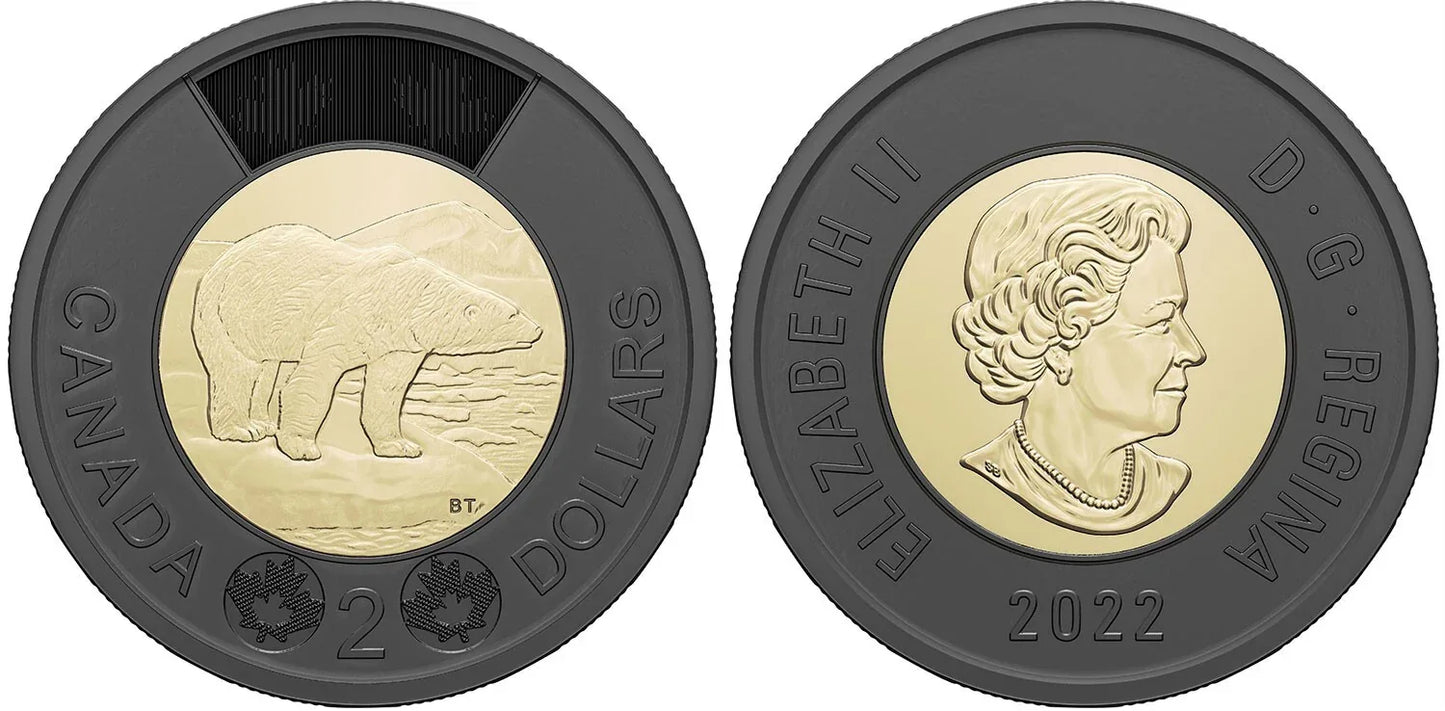 2022 Canada $2 Dollar Black Toonie UNCIRCULATED BU from Mint Roll - NumisFind
