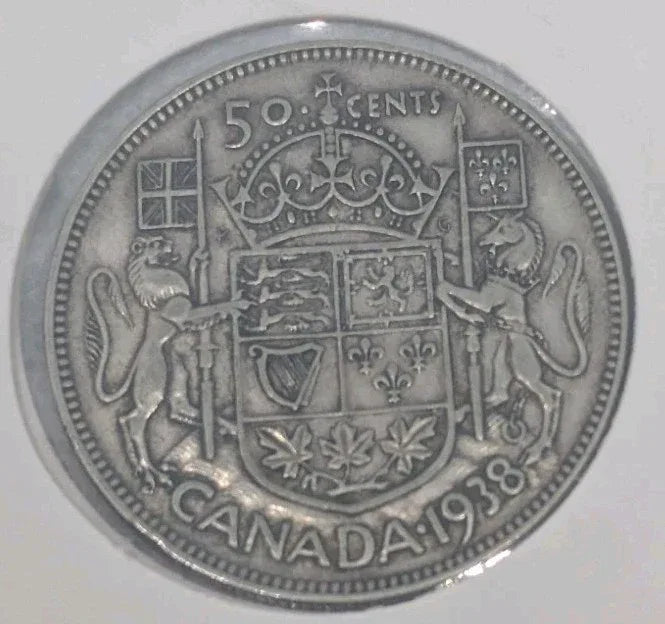 Canada 1938 50c Fifty Cent Silver Coin King George VI .800 Silver coin - NumisFind