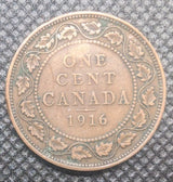 1916 Coin Canadian, Large One Cent, VF0
