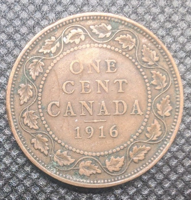 1916 Coin Canadian, Large One Cent, VF0