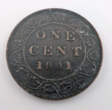 Canada 1901 1c One Large Cent Copper Coin Queen Victoria VF Very Fine0