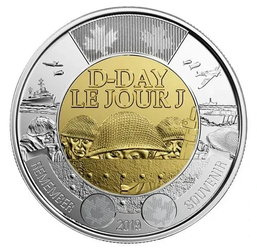 NEW ! 2019 D-Day Toonie $2 No Color Canada Special Wrap RCM Roll - 25 coins - NumisFind