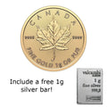 1 Gram - 2025 Gold Maple Leaf Coin 9999 Gold Bullion MapleGram + Free Silver bar - NumisFind