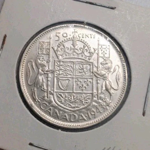 1943 Canada EF 45 Cents George VI Silver Half Dollar Coin Fifty Cent - NumisFind