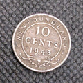 1943 Silver NFLD Dime 10c Coin - About Uncirculated0