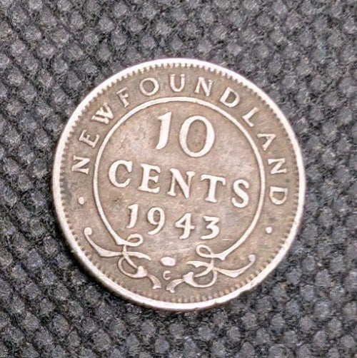 1943 Silver NFLD Dime 10c Coin - About Uncirculated0