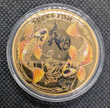 Golden Chinese Koi Fish Lucky Coin, Good Luck Token Fortune Gifts for Men Women0