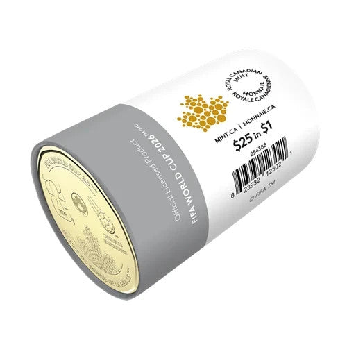 FIFA 2026 CANADA 25x$1 Non Colorized Special Wrap Dollar Coin Roll0