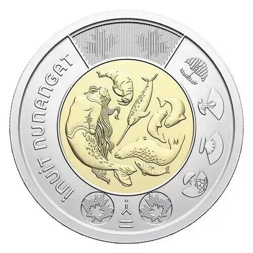 Canada 2024 Inuit Nunangat Non Coloured BU UNC Toonie from a Roll!! - NumisFind