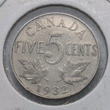 Canada Nickel 5 Cents 1932 - Circulated - Shipping Low Cost0