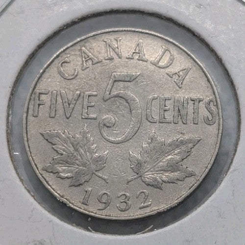 Canada Nickel 5 Cents 1932 - Circulated - Shipping Low Cost0