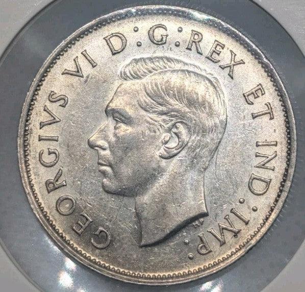 UNC 1941 Canada Silver 50 Cents, WW2, King George VI Half Dollar - NumisFind