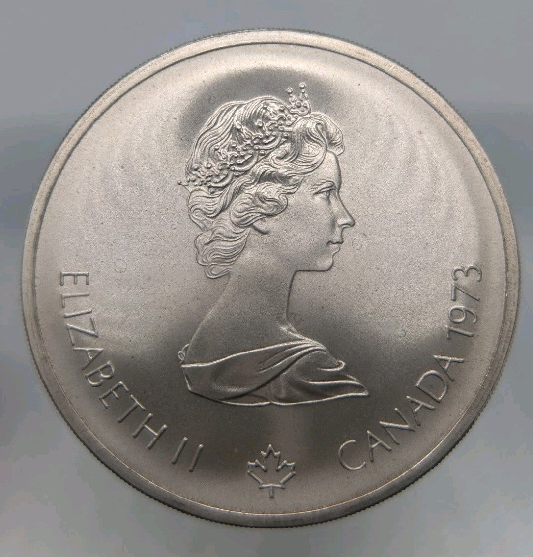 1973 Montreal Olympic Silver Coin In epoxy cube - The city - Desk weight3