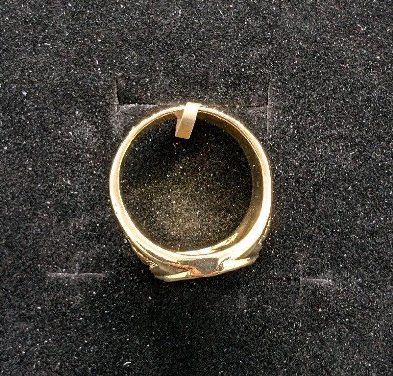 Designer Handmade Textured Saints Gold Plated Ring For Anniversary Gift - NumisFind