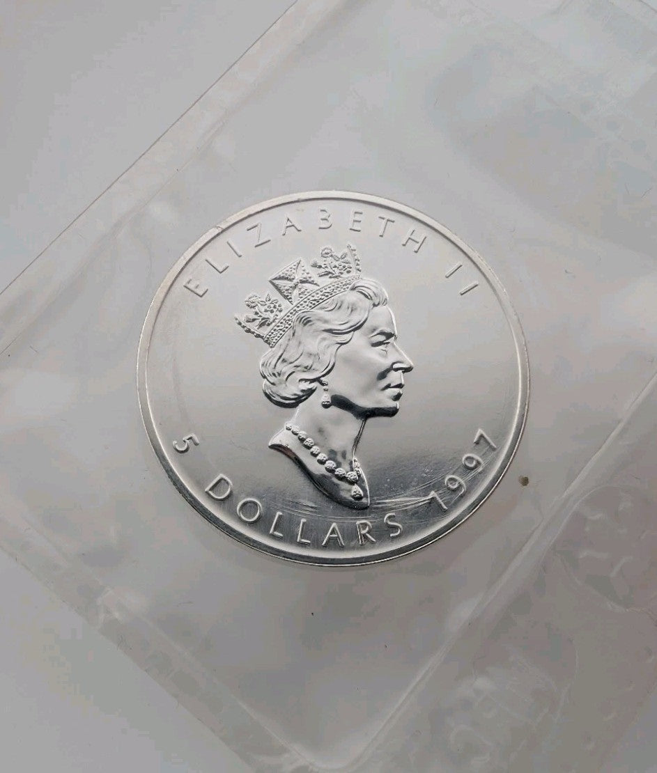 1997 Key Date Canada $5 Silver Maple Leaf 1oz .9999 Pure Silver BULLION BU SML0