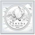 Canadian $50 Dollar Fine Silver Coin 99.99 Pure 2016 Wolf & Hare Royal CAN Mint0