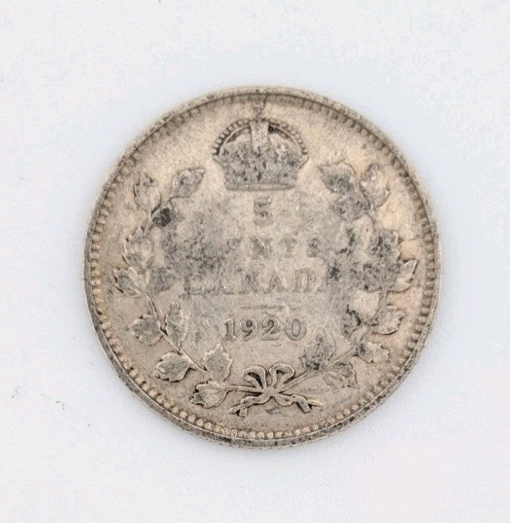 1920 Canada 5 cents Silver Coin Nickel Circulated0