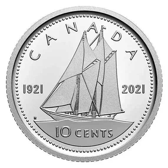 2021 BLUENOSE 100th Anniversary CANADA 10 Cent Dime Double Date From RCM Roll - NumisFind