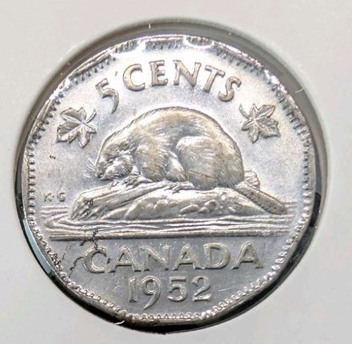 1952 Canada 5 Cent George VI Canadian  Nickel Coin Five Cents UNC Perfect!0