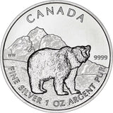 1 Oz 9999 Silver 2011 Canada Grizzly Bear Canadian Wildlife Coin in Capsule0