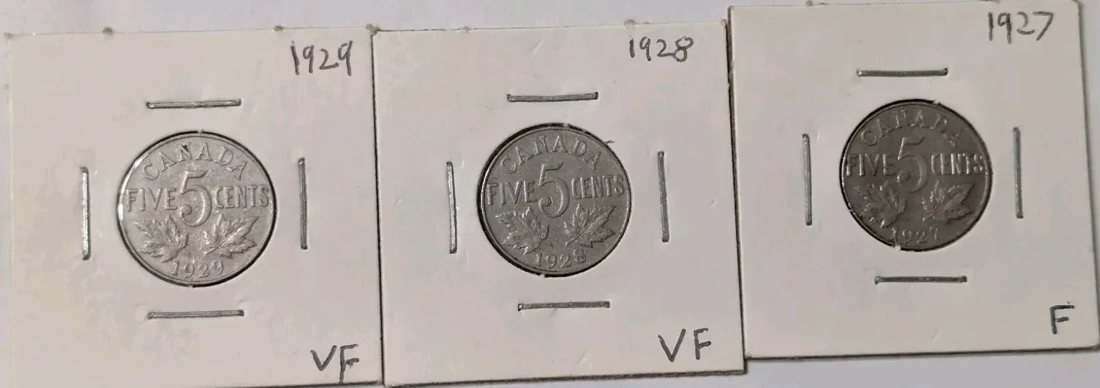 Canadian Nickels 3 Coin Lot 1927, 1928 + 1929(Die Crack ERROR On GEORGIVS) - NumisFind