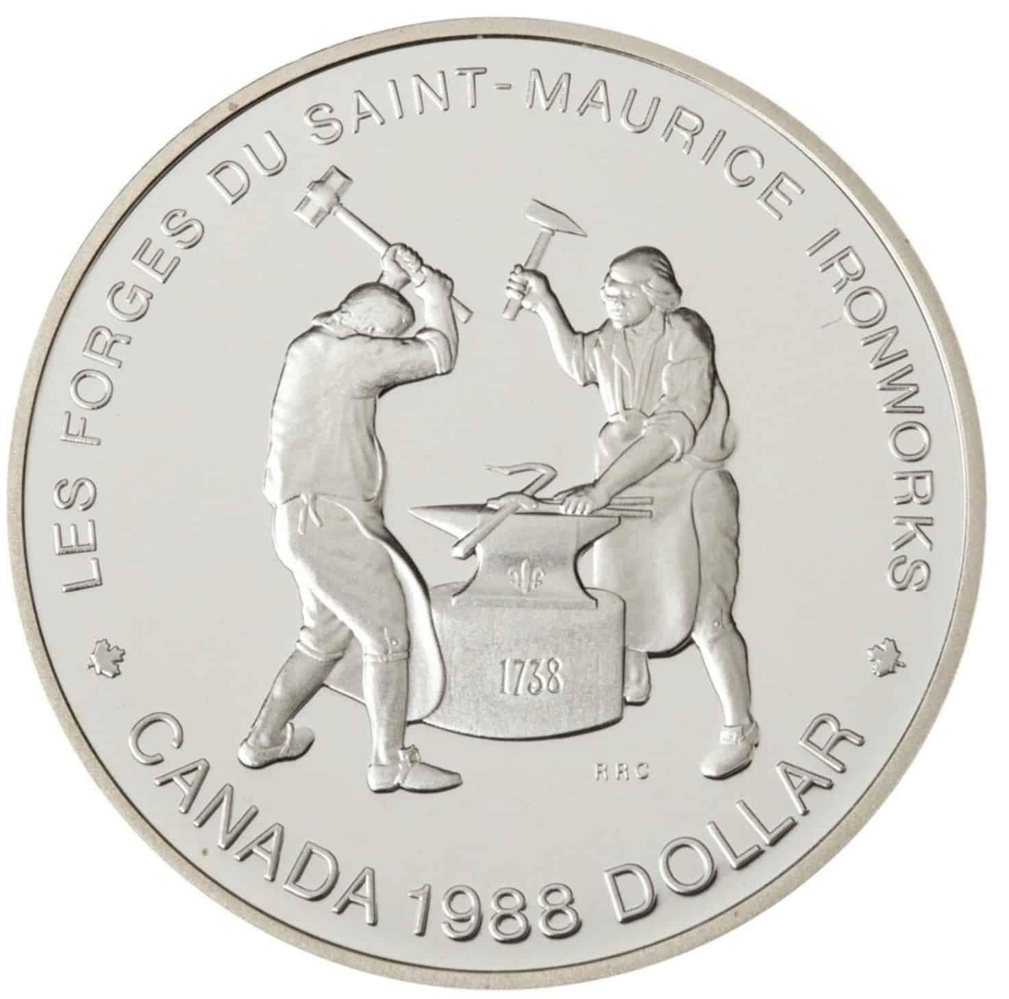 1988 1 Dollar Silver Coin - Canada - Saint-Maurice Ironworks - Proof - No Box - NumisFind