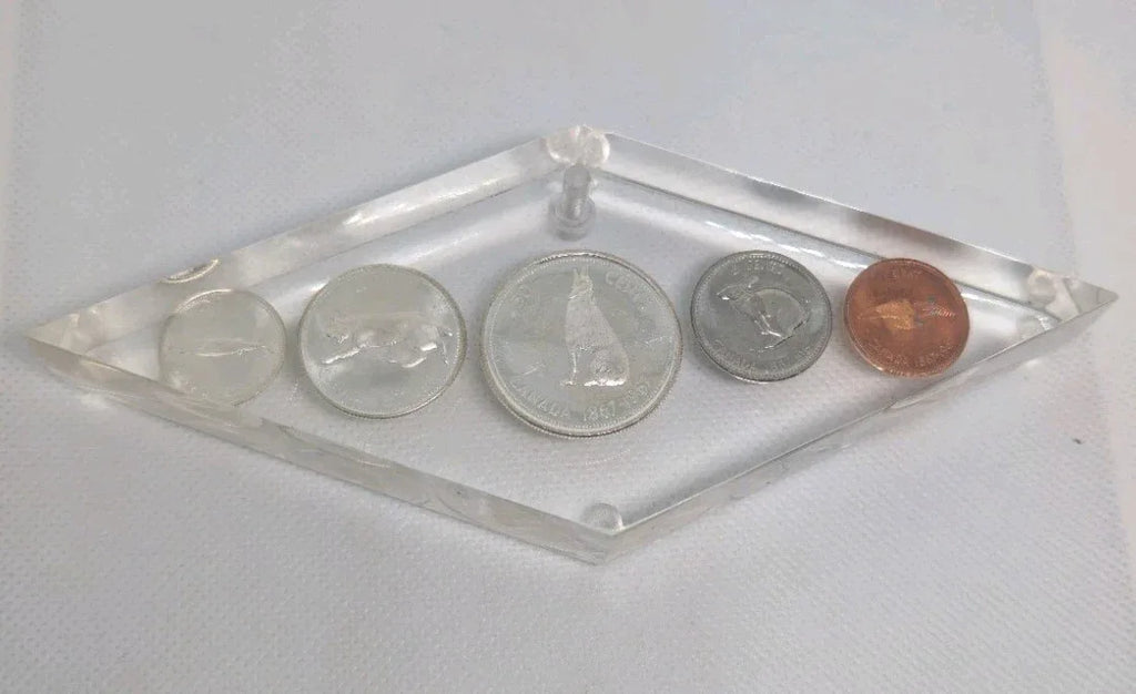 1967 Silver Coins Pl Set In epoxy cube Desk weight Great Gift! - NumisFind